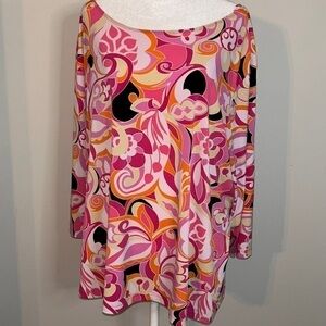 Gorgeous Venezia Bright Pink Floral Abstract Top Size 26/28​​